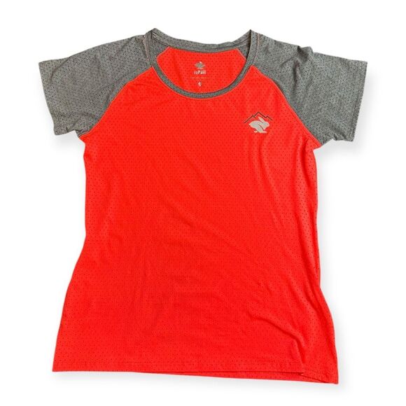 RABBIT Women’s Fiery Coral & Gray Raglan Short Sleeve EZ Tee Perf Top Size Small - Picture 5 of 9